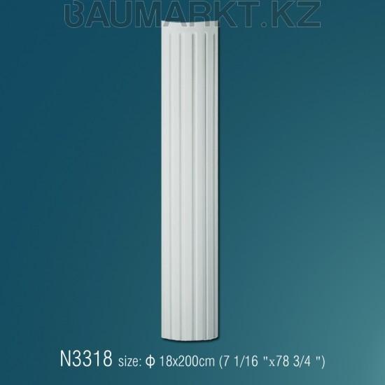 Декоративная полуколонна рифленая n3318 (d 18 x 200cм)