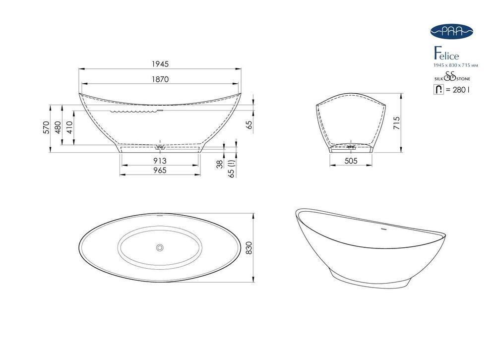 Ванна из шелкового камня felice